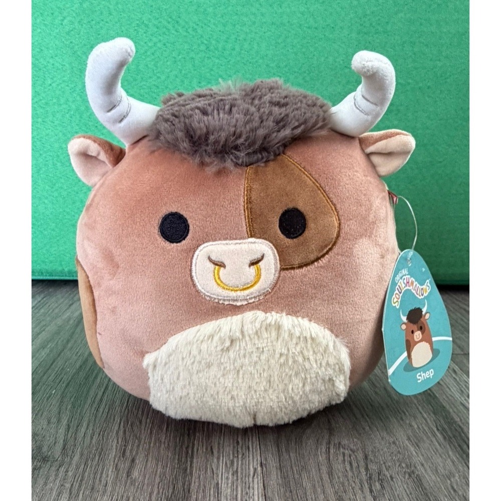 Squishmallow Shep 7.5" Plush Bull Highland Cow Farm Animal Stuffed Toy Baby